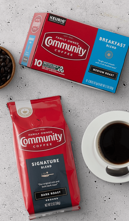 Advertisement for Community Coffee. Click to product page.